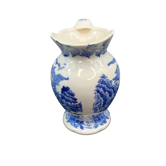 Vintage Norleans Blue & White Ceramic Pitcher Castle Landscape Design Japan - Picture 4 of 10